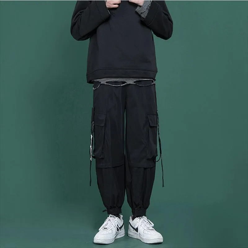 Men's Pants Overalls Leggings Autumn Handsome Straight Loose Hong Kong Style Nine Point Casual