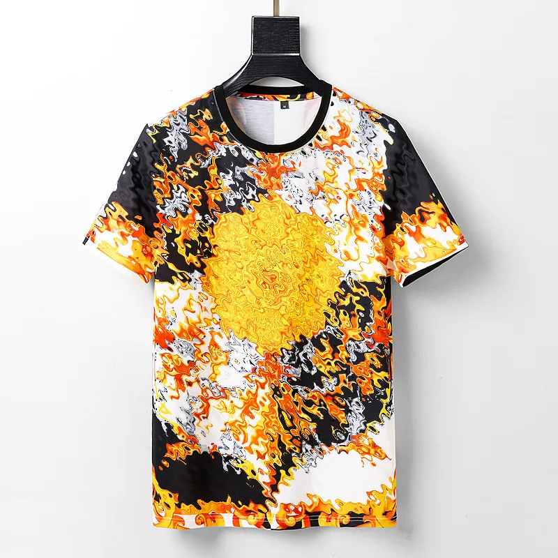 티셔츠 반팔 남성 패션 티셔츠 남성 여름 트렌드 라운드 넥 풀오버 프린트 다목적 맞춤 대형 통기성 면화 바닥