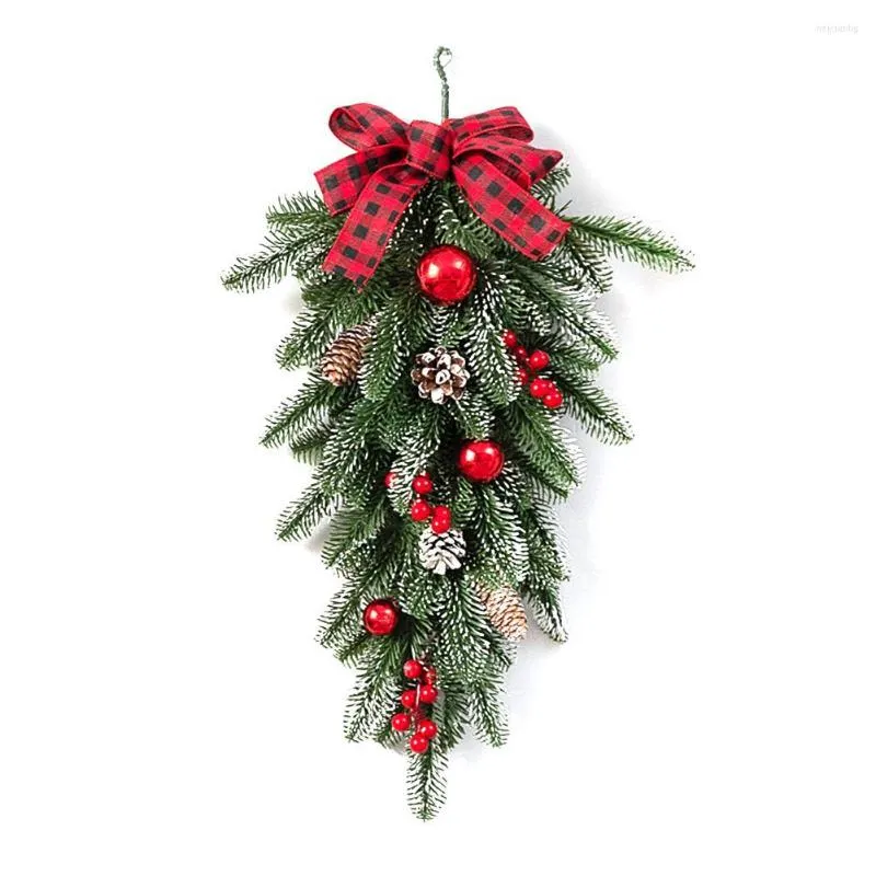 파티 장식 60cm 수제 크리스마스 스와그 장식 문은 매달려 소나무 코니 장식 소품 펜던트 실내 야외 방울