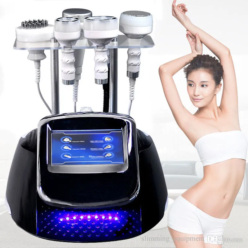 High end 6 in 1 Beauty slimming vacuum radio frequency 80K ultrasonic cavitation machine whole body massage skin muscle stimulato Equipment