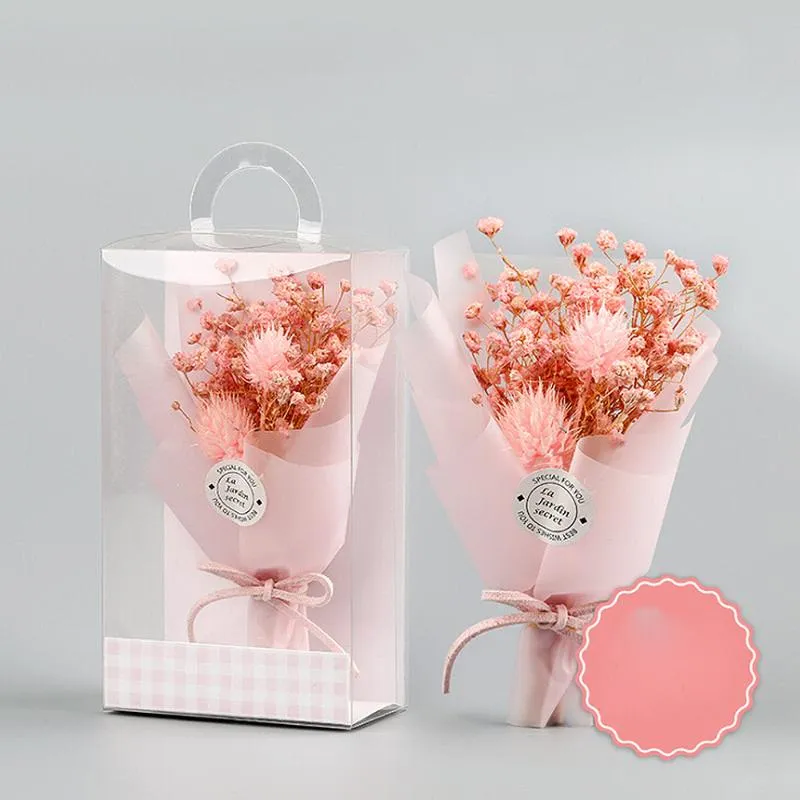 Couronnes de fleurs décoratives cadeau Saint Valentin Mini bouquet de fleurs de gypsophile artificielle maison décoration de mariage rustique séché avec PVC Bo