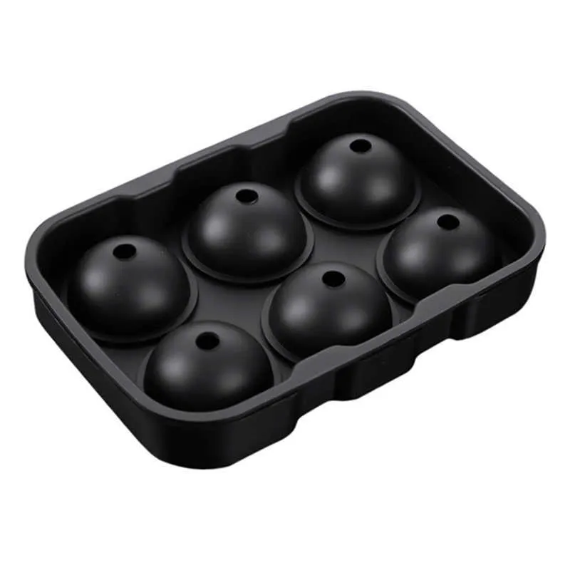 Glassverktyg Silikon Ice Cube -brickor Rund Ice Cube Mold sfärer Ice Ball Maker (6 Round Ice Ball Black) Z0308