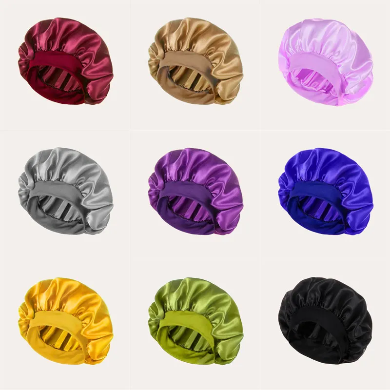 20 colori raso a banda larga da notte berretto da notte per donne uomini elastico tappi per sonno elastica per la cura della cura dei capelli per capelli accessori per la cura