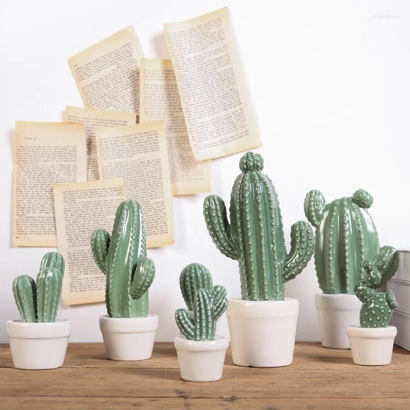Fleurs décoratives Cactus Résine Décor Ornements Simulation En Pot Petit Bureau Creative Salon Décorations
