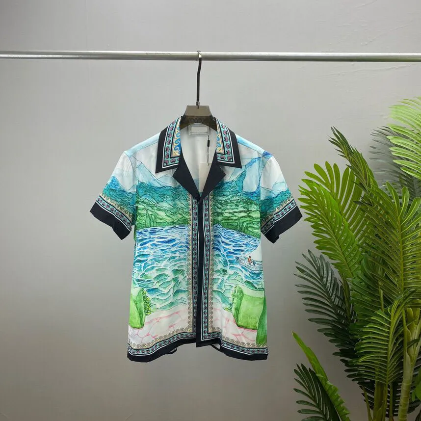 Camisetas Plus para hombre, Polos, novedad de verano 2023, camiseta a la moda con cuello redondo, camisa de manga corta de algodón, camisa hawaiana con estampado de playa, M-3XL e222a1