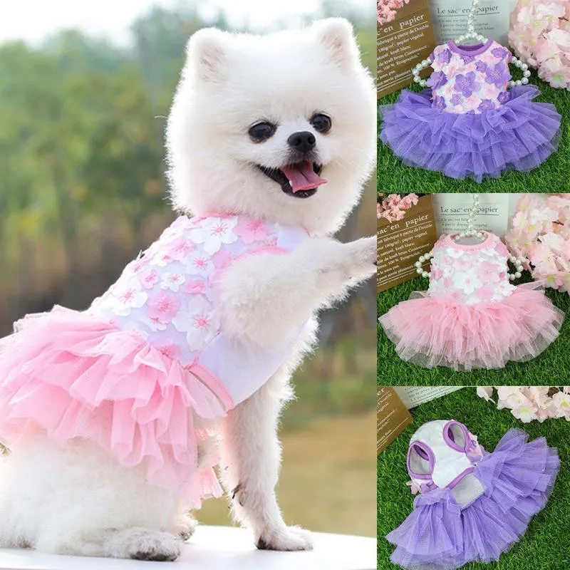 Hundkläder husdjurskläder katt kjol lyxig high-end teddy bichon chihuahua liten och medeli persikblomning klänning bomull