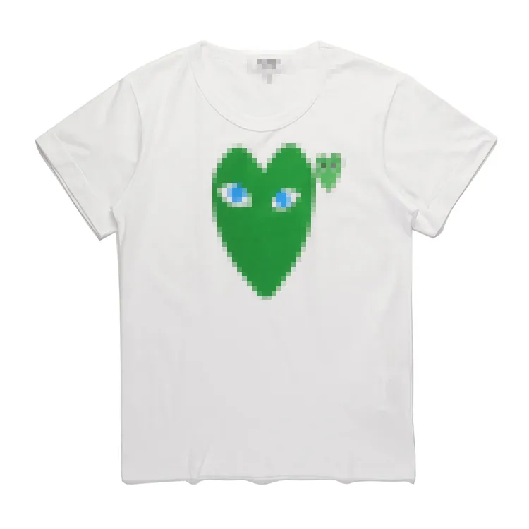 Tasarımcı Tee Erkek Tişörtleri CDG Play Com Des Garcons Kamuflaj Yeşil Kalp Gömlek Boyutu XL Beyaz Tee