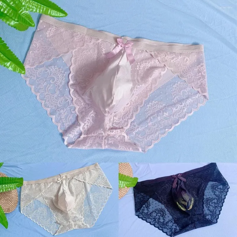 Calzoncillos Sissy Gay, ropa interior de encaje, calzoncillos transparentes transparentes sexis para hombre, bragas ultrafinas, lencería erótica transparente transpirable