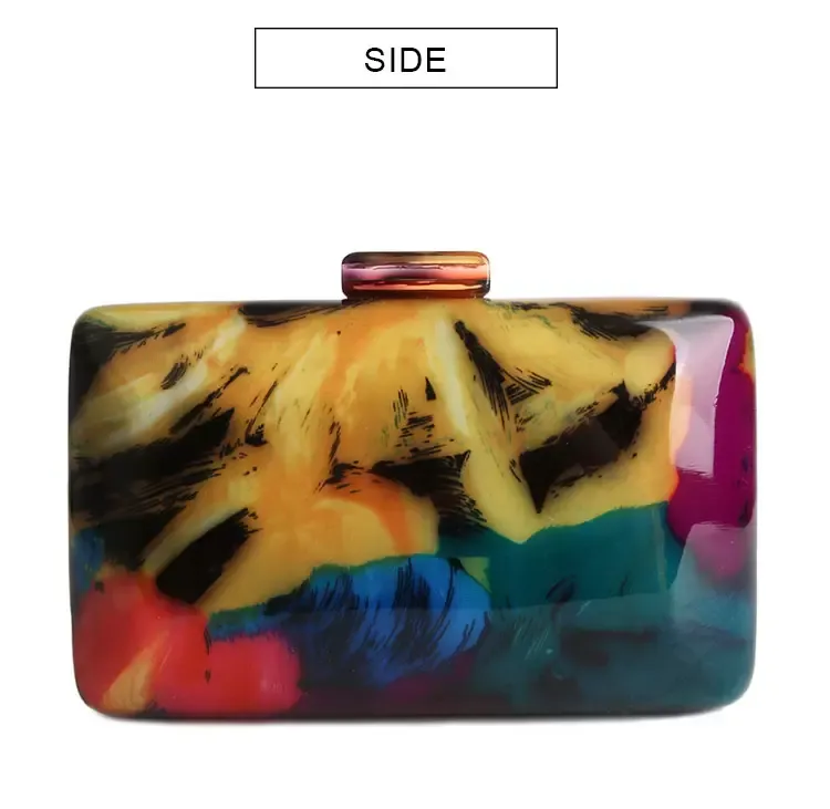 Clutch Bag Acrylic Female Evening Colorful Printing Random Pattern Women Shoulder Clutches Purse