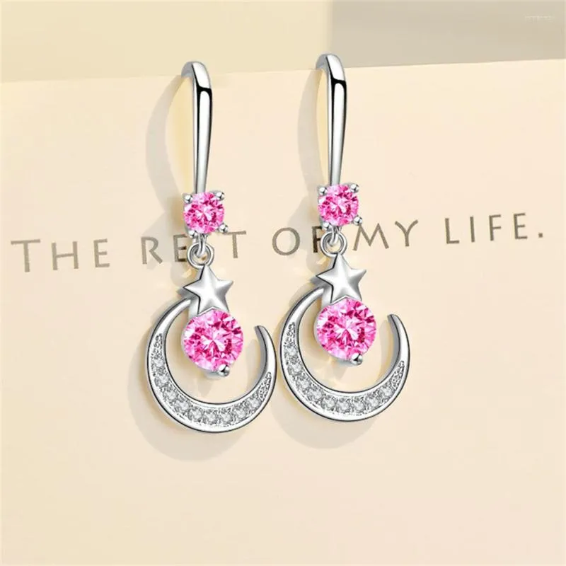 Boucles d'oreilles pendantes 925 argent plaqué femmes crochet pendentif mode haute qualité Zircon une paire étoile mythe lune goutte boucle d'oreille bijoux cadeau