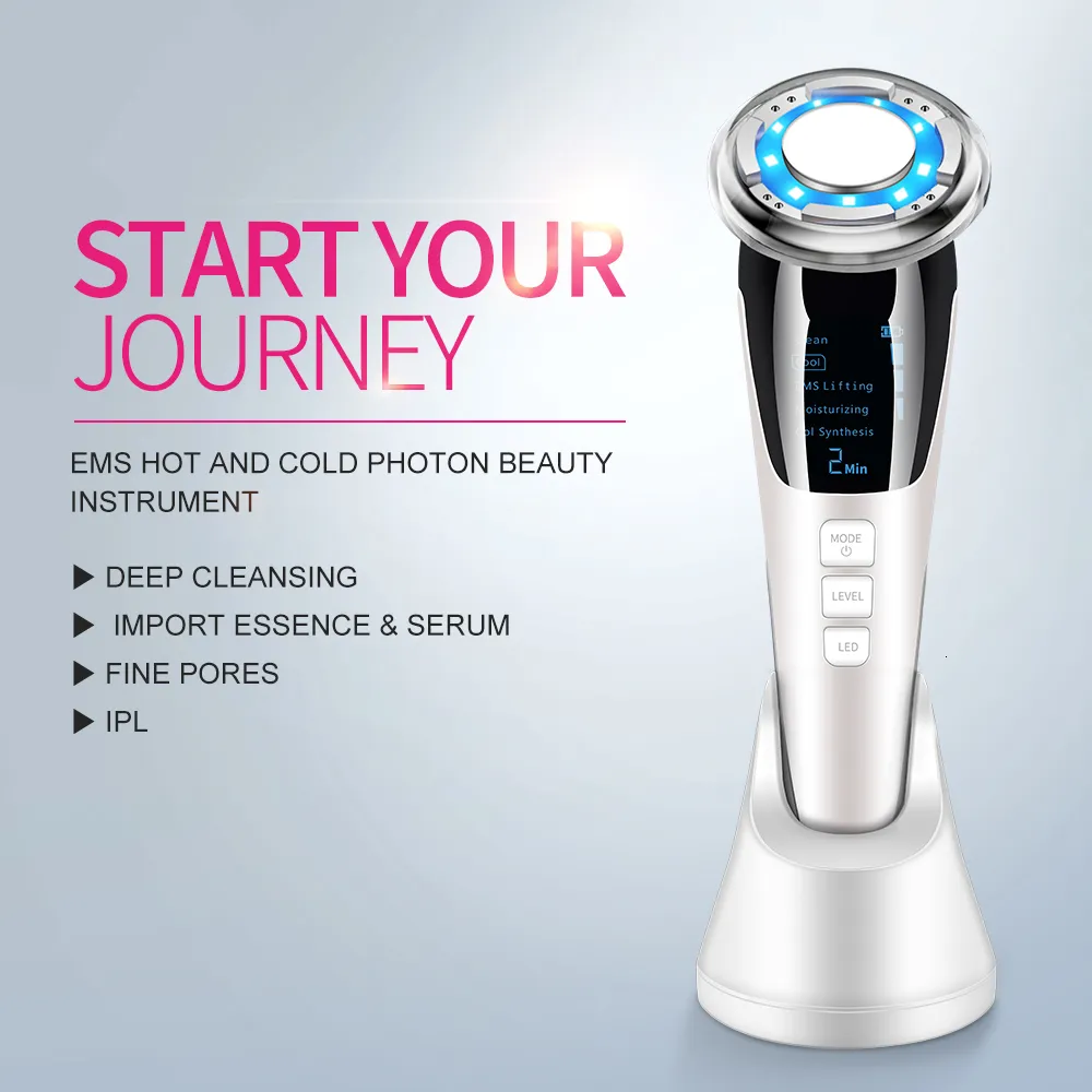 Appareils de soins du visage Face Pon RF radiofréquence EMS mésothérapie thérapie par la lumière LED microcourant ultrasons Vibration visage levage masseur 230308