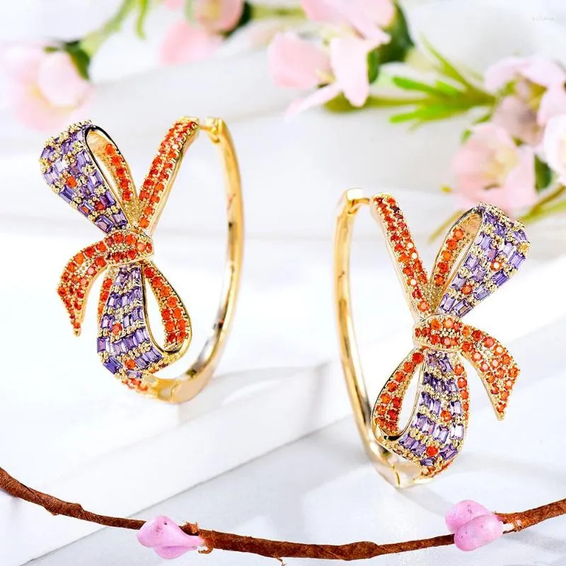 Bengle oorbellen Godki Daily Wear Bowknots For Women Wedding Cubic Zirconia Dubai Bridal Costume Sieraden 2023 Zomerfeestje