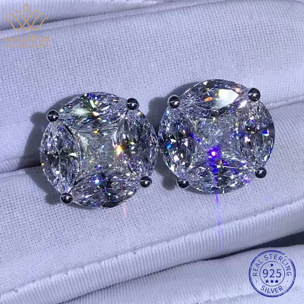 Stud WUIHA 925 Sterling Silver 3EX Crushed Ice 10CT VVS White Sapphire Synthetic Earrings for Women Gift Drop 230307