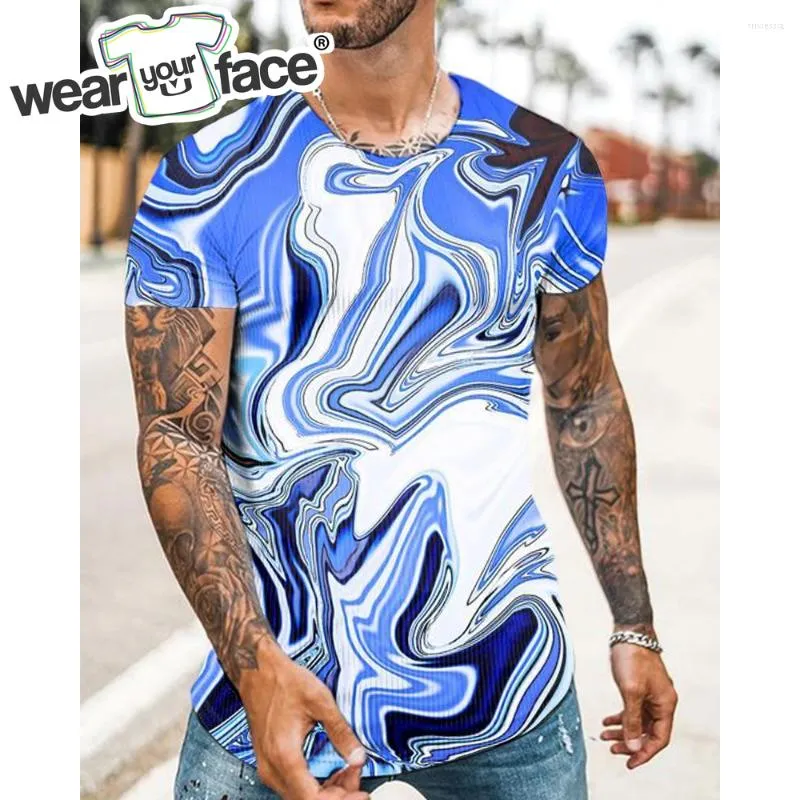 Heren t shirts magische kleuren vloeibare 3d overal over gedrukt shirt zomer streetwear casual roeping korte mouw mannen unisex kleding