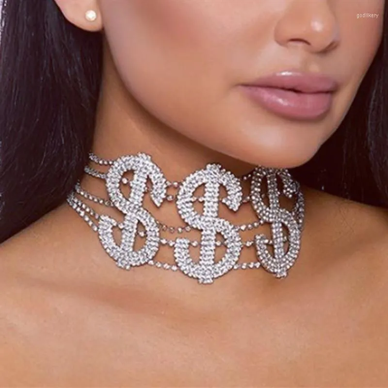 Choker Fashion European And American Large US Dollar Crystal Necklace Statement Women's Party Gift