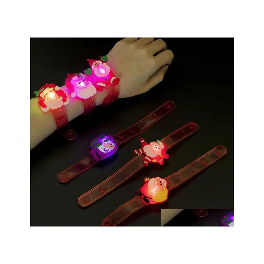 Christmas Decorations Bracelet Sile Wristband Decoration Glow Watch Band Led Luminous Toys Kids Wrist Strap Halloween Party Supplies Dhous