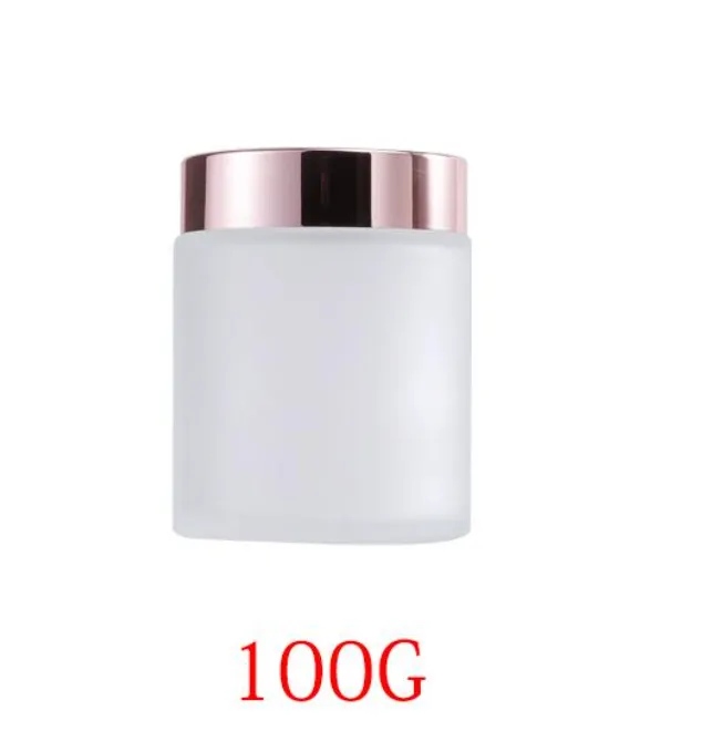 Vaso per crema di vetro smerigliato Contenitore per balsamo per labbra trasparente per lozione cosmetica per bottiglie con coperchio in oro rosa Presa di fabbrica per bottiglie 5G 10G 30G 50G 100G