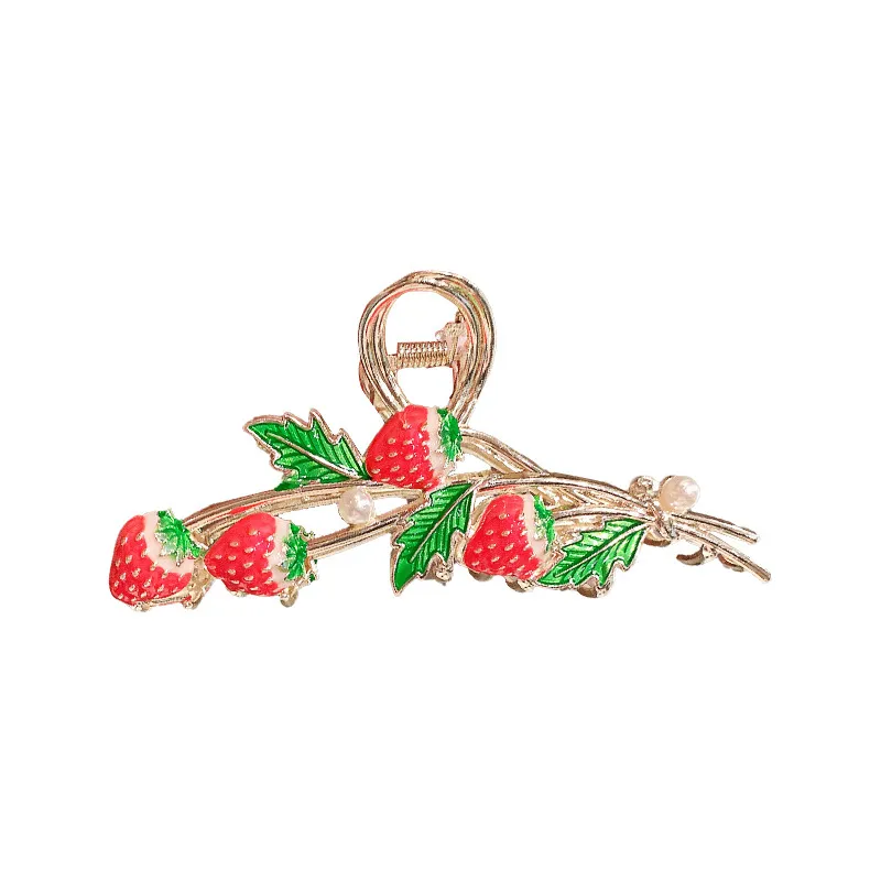 Nuove donne in metallo artiglio capelli eleganti fiori di fragola fermagli capelli barrette granchio fascia coda di cavallo clip copricapo accessori capelli