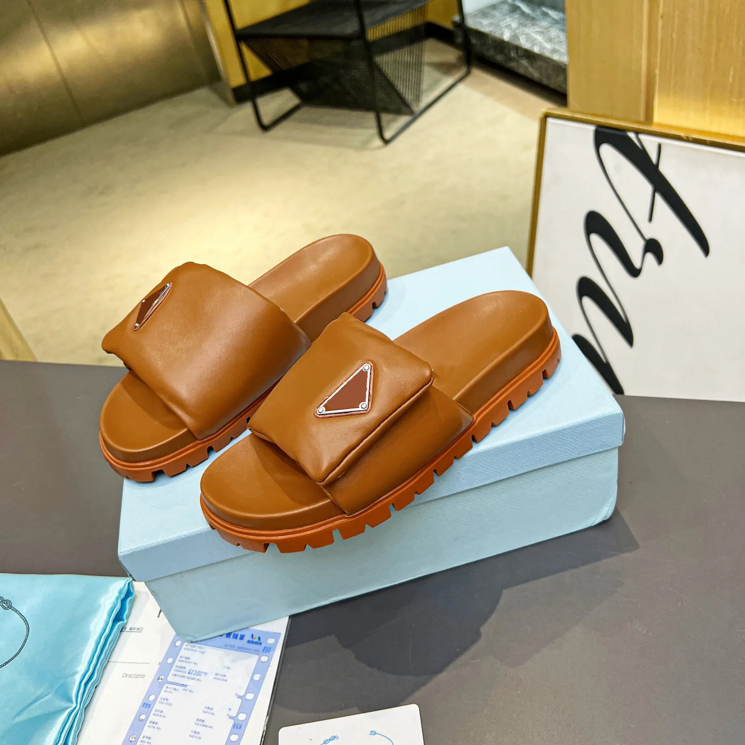 Real Soft Leather Womens P Aerowalk Slippers For Ladies Summer