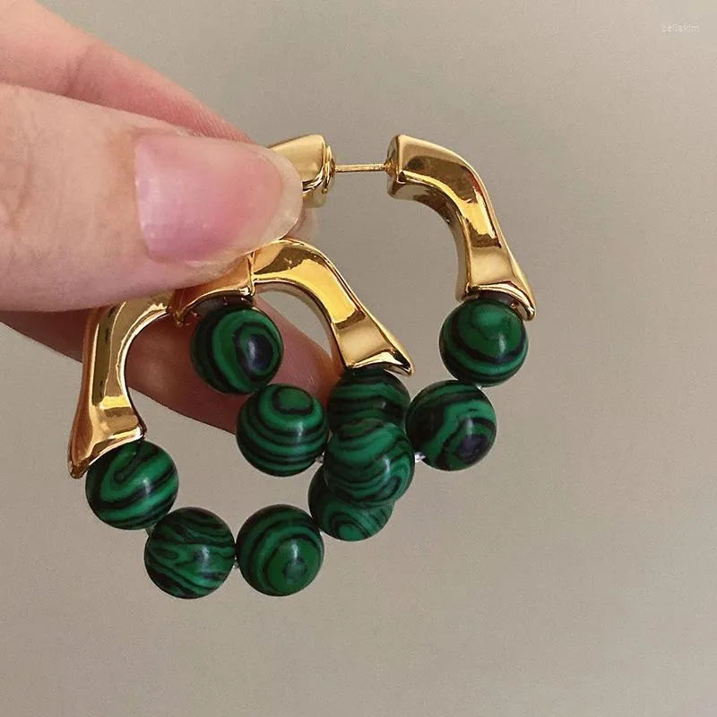 Bengelen oorbellen fflacell 2023 vintage hoogwaardige metalen groene turquoise bal voor dames Koreaanse mode feest sieraden