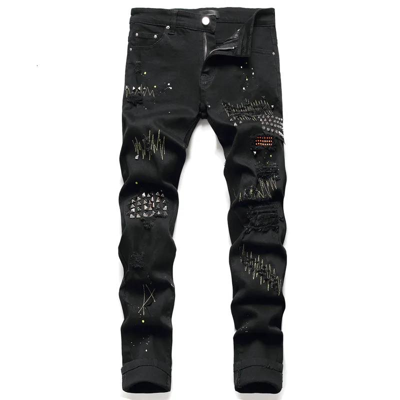 Mäns jeans Hosen Herren Pants Jeans Män Jean Homme Slim Denim Trousers Biker Högkvalitativ manlig rak Casual Designer Pantalones Hombre 230309