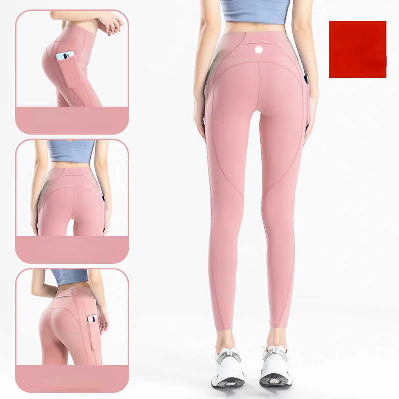 Tuta da donna Leggings Yoga Pantaloni da palestra da donna Pantaloni a vita alta Pantaloni da yoga Collant per sollevamento fianchi abbinati Tasche laterali Pantaloni elasticizzati Pantaloni da jogging da donna ad asciugatura rapida