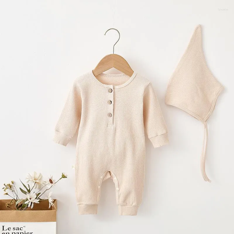 Clothing Sets Hooded Baby Long-sleeved Jumpsuit Romper Infant Born Toddler Muslin Long Sleeve Toddlers Kidsy 0-12M Kids Clothes