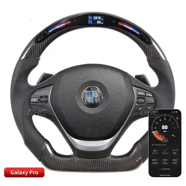 Car Carbon Fiber Steering Wheel Compatible for BMW 1 3 4 Series F20 F30 F32 LED Display