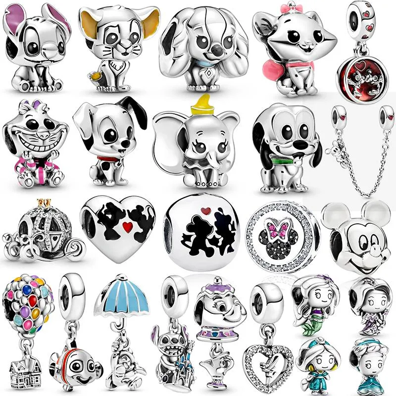 925 Sterling Silver Dangle Charm Classic Cartoon Safety chain Koralik Fit Pandora Charms Bransoletka DIY Biżuteria Akcesoria