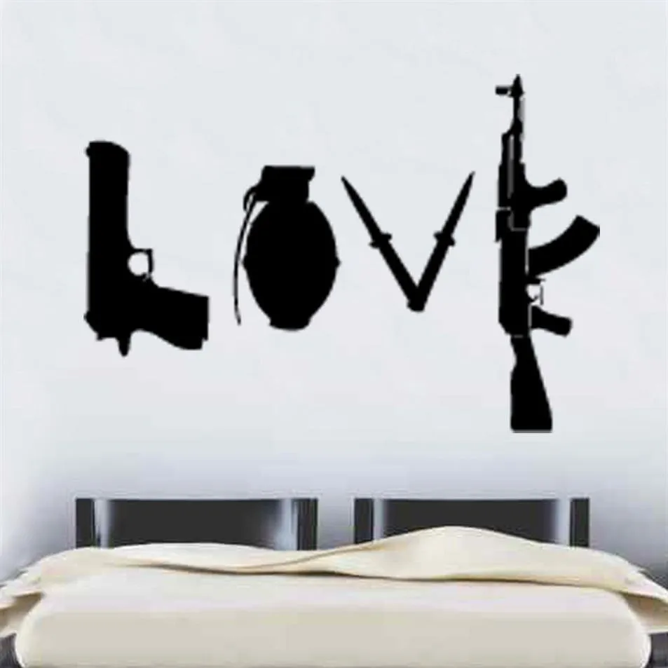 Banksy Love Weapons Wall Sticker Art Graffitti Street Vinyl Wall Decal Home Decor156V