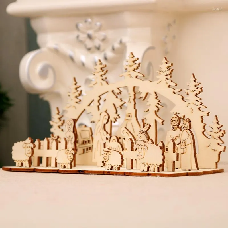 Weihnachtsdekorationen 2023 Dekorationsbedarf Holzpuzzle DIY-Ornamente Dreidimensionale handgemachte Geschenke für Kinder