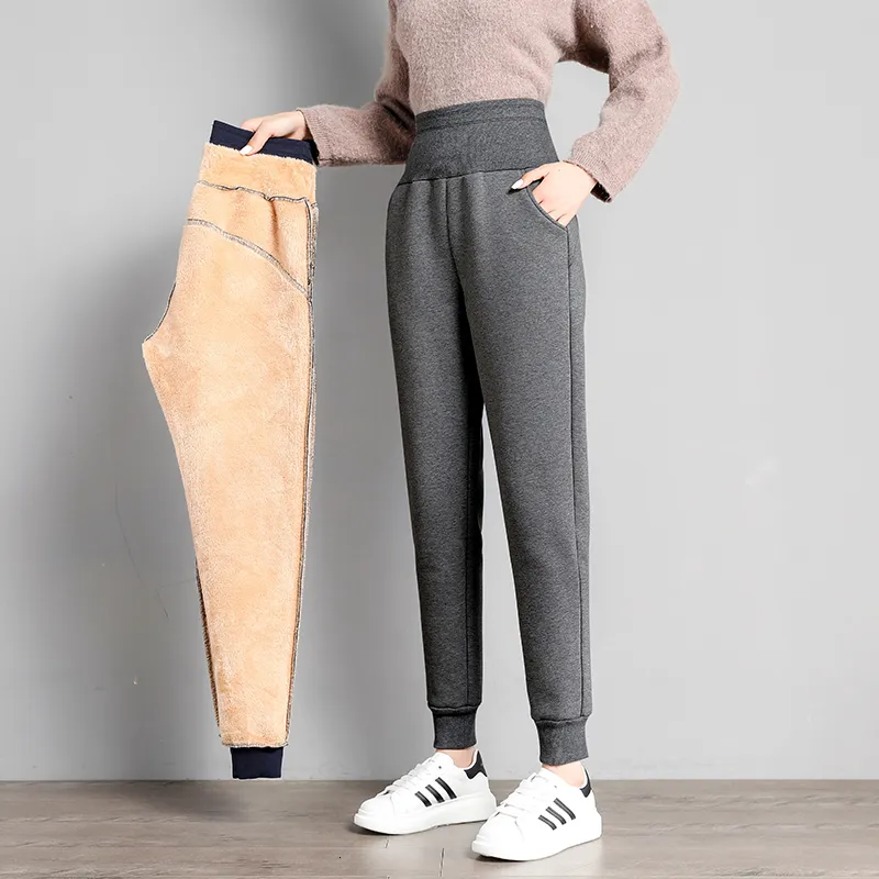Women's Pants Capris PELEDRESS Women Thick Warm Winter Harem Pants Casual  Loose Korean Style Sweatpants High Waist Joggers Female Cashmere Trousers