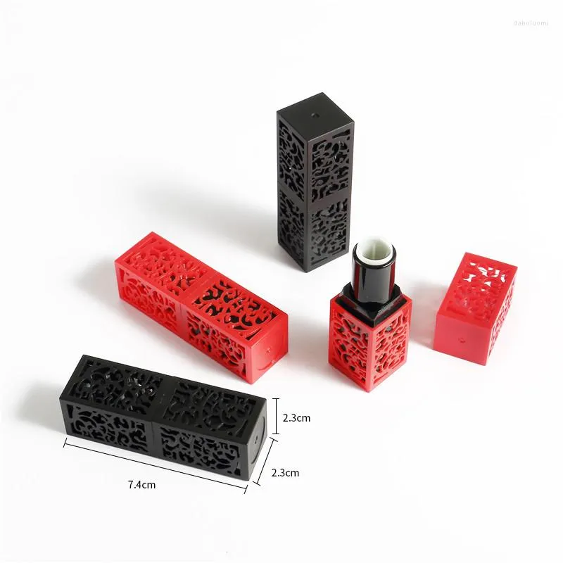 Opslagflessen 12,1 mm leeg plastic zwart holle lipstick pakket diy groothandel rouge container cosmetische rode vulstoffen