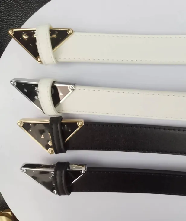 Classic female belt designer belt triangle metal buckle leather leather casual fashion