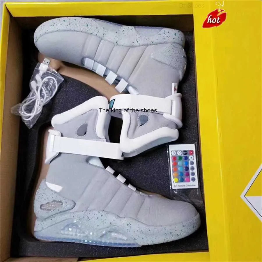 Air Mag Sneakers Marty Mcfly's air mags Led Shoes Man Back To The Future Glow In The Dark Gray Boots Mcflys Sneaker With Box Top