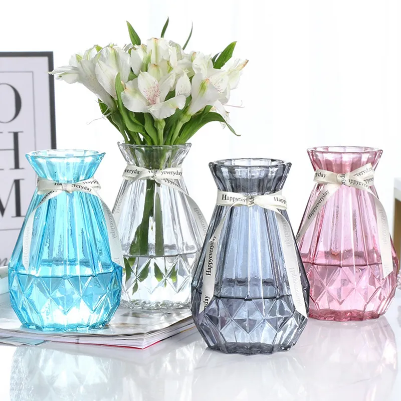 Vaso di vetro di cristallo trasparente vasi da fiori idroponici decorazione da scrivania fiori artificiali composizione floreale decorativa vasi quadrati  15