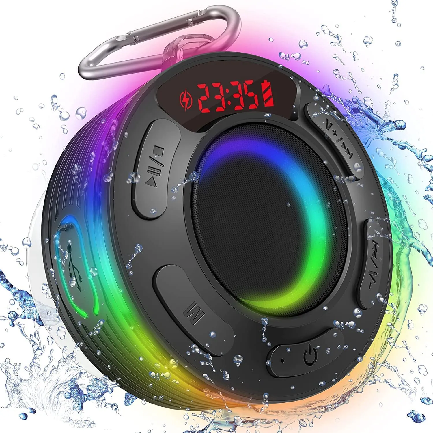 Bluetooth Shower Speaker Portable Bluetooth Speaker 360 HD Surround Sound IPX7 Waterproof Wireless Speaker with Suction Cup