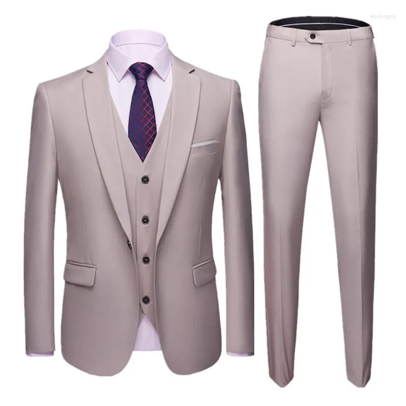 Men's Suits Three-piece Men's Suit 2023 Fashion Korean Version Of The Self-cultivation Casual Work Comfort