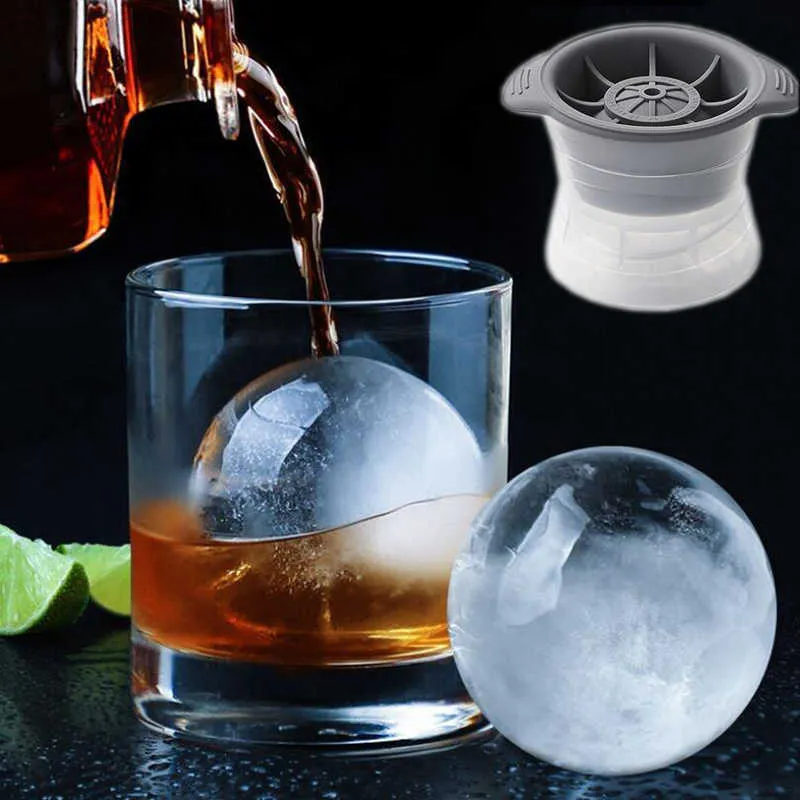 Glassverktyg Runda isboll Silikonformar Ice Cube Maker Diameter 6 cm Whisky Drink Ice Tray Frozen Kitchen Tool Accessories Z0308