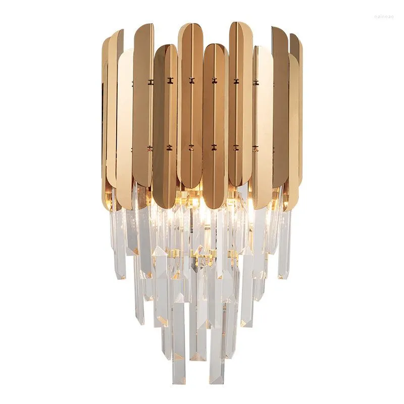 Applique De Luxe Or Cristal Chambre Salon Moderne Led Lumière Lumières Décor Maison Lampes En Verre