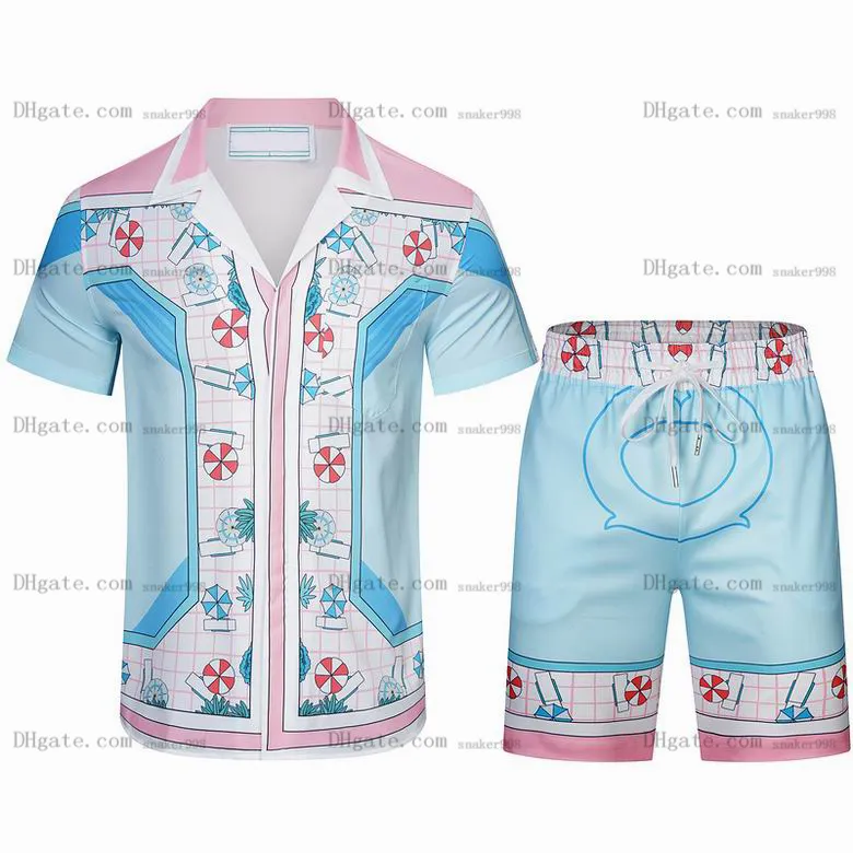 2023 Mens Beach Designers Track Knesuits Summer Suits Fashion Женские футболки Seaside Holiday Shirts Комптаты мужчин роскошные Casablancas Sport