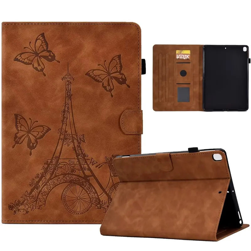 Paris Eiffelturm Leder Brieftasche Tablet Hüllen für Ipad 10.9 2022 10.2 10.5 Pro 11 Air 10.9 9.7 5 6 8 9 Mini 1 2 3 4 5 Aufdruck Schmetterling Fahrrad Fahrrad Kartensteckplatz Halter Beutel Taschen