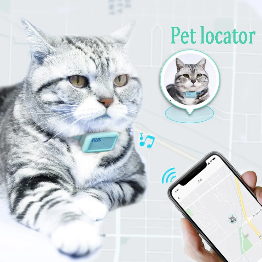 Katthalsar leder GPS Pet Locator Collar Cat Positioning Tracker Lightweight Bluetooth Antilost Accessories Supplies 230309