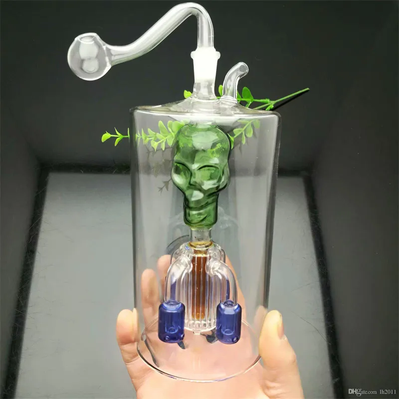 Bollitore con filtro a quattro griffe sotto la pipa da fumo in vetro Skull Glass Bong superiore super-grande