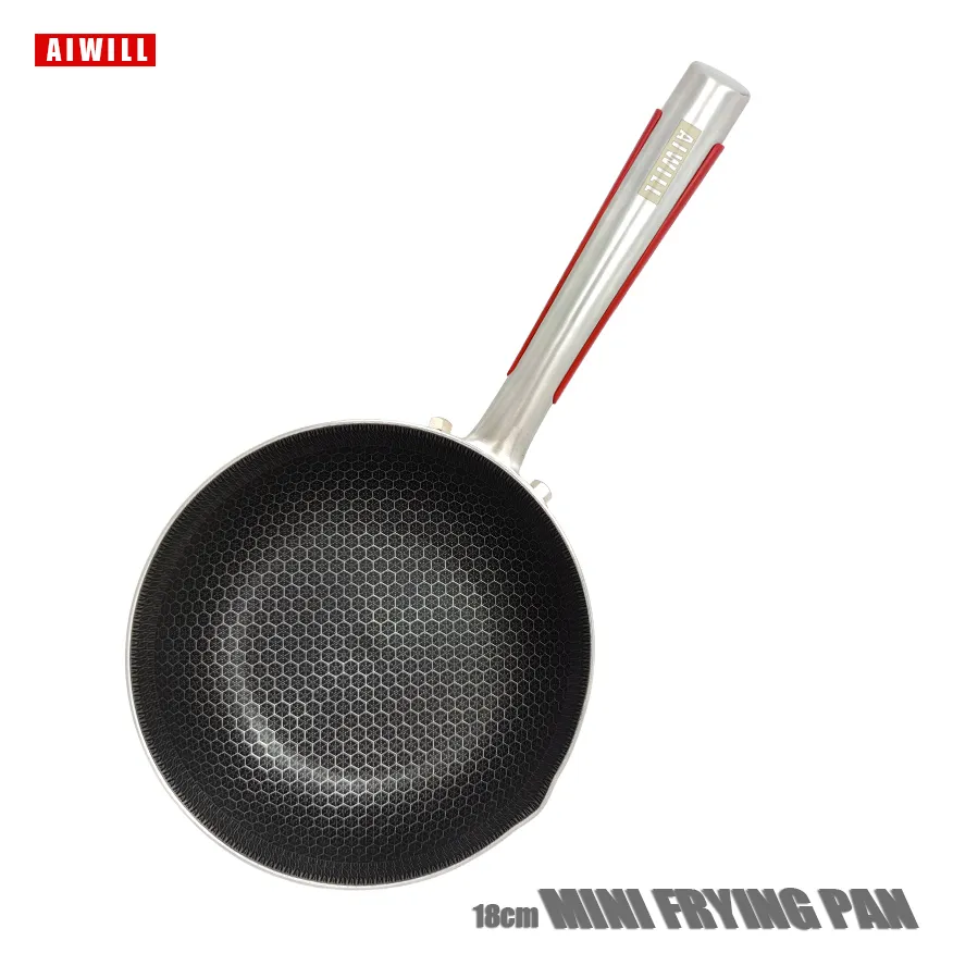 Pans AIWILL 18cm mini frying pan kitchen nonstick 316 stainless steel skillet soup milk no lid 230308