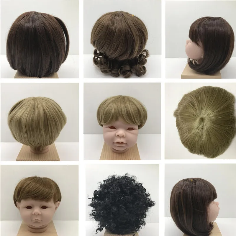 Doll Accessories Latest 7 different models Reborn Doll Hair Wig DIY Reborn Baby doll Short and Curly Sticked Hair Wig DIY Doll Hair Accessories 230309