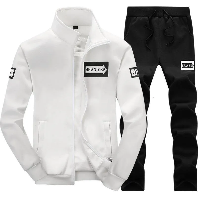 Mens Tracksuits Homens Poliéster Moletom Sporting Fleece Ginásios Primavera Jaqueta Calças Casual Terno Sportswear Fitness 230309