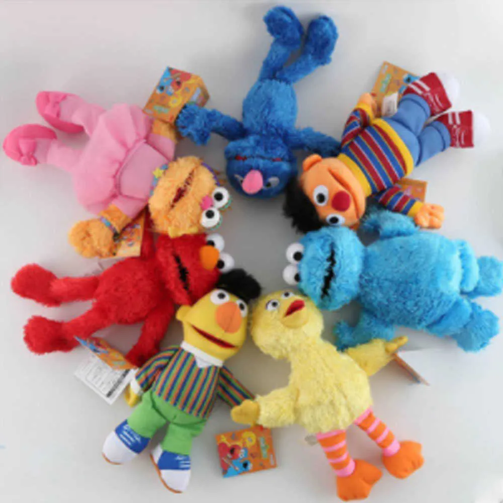 Animaux en peluche en peluche 23cm Sesame Street Elmo Cookie Duck Ernie Bert Cartoon Animal en peluche doux jouets en peluche poupées cadeau d'anniversaire de Noël pour KidsJ230308