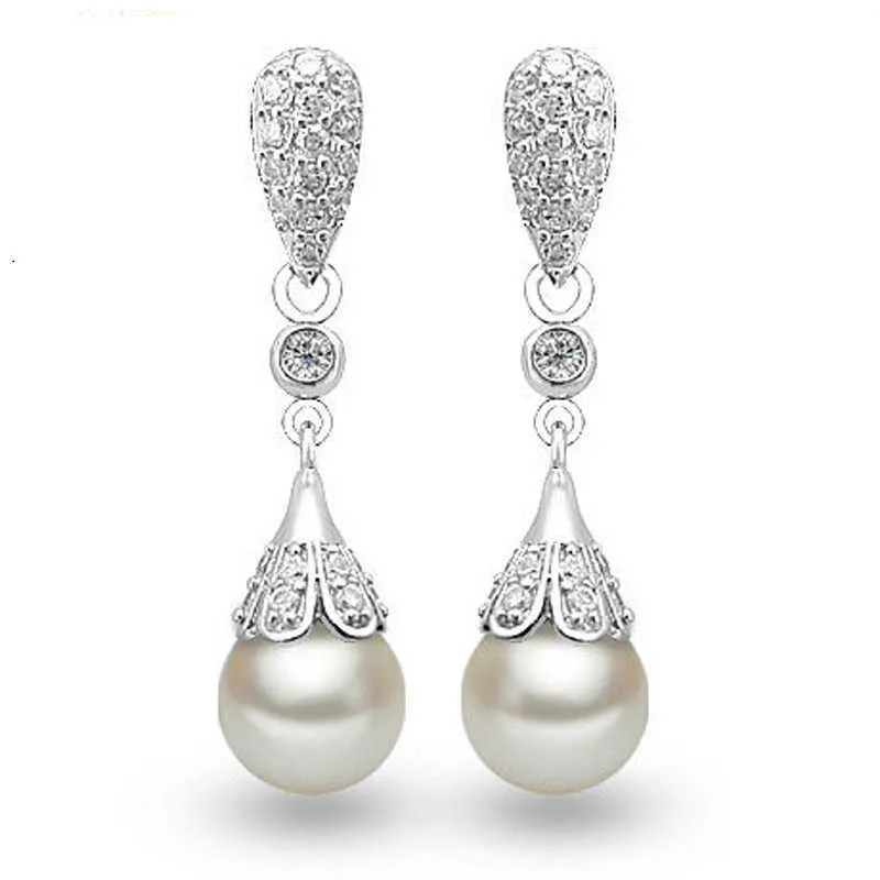 Charm Romantic Jewelry 925 Silver Needle Waterdrop Natural Pearl CZ Crystal d Earrings For Women Promise Wedding Gift Pendientes L230309