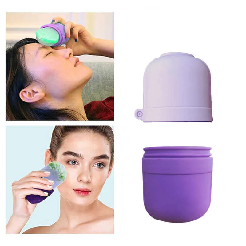 Ice Cream Tools Roller for Face Eyes Neck Ice Cube Cup Mold Beauty Skin Care Gua Sha Tools Brightens Skin Reusable Summer Facial Treatment Tools Z0308